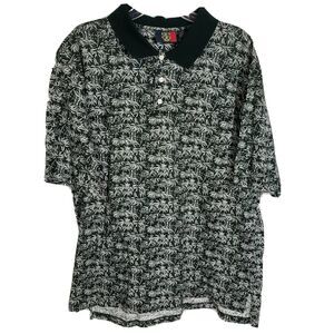 Sunice Mens Golf Polo Shirt Size XL Short Sleeve Palm Trees Green White Cotton